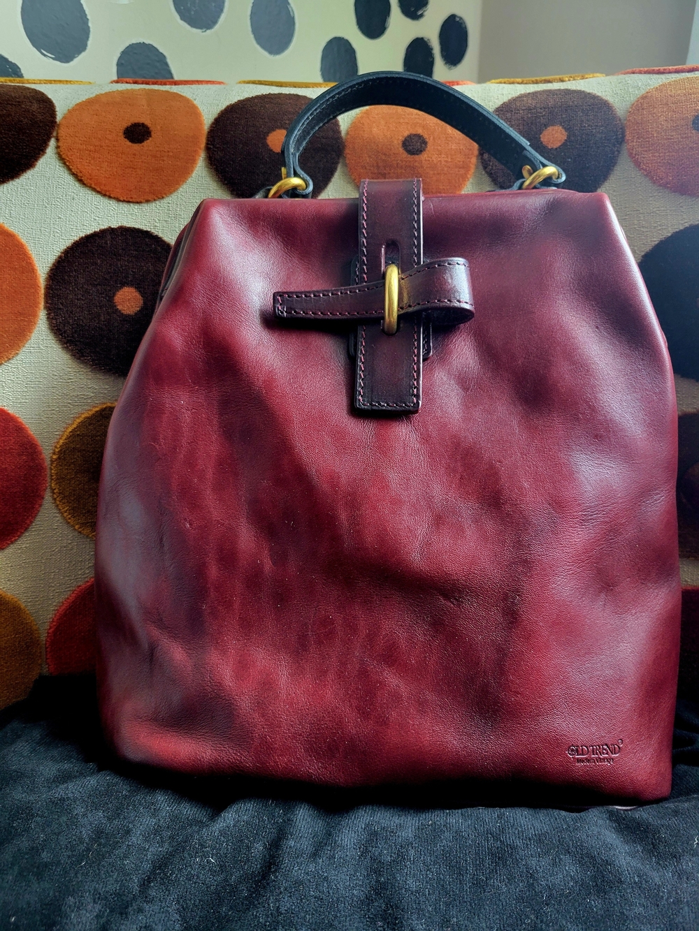 Brand Burgundy Leather Top-Handle Women’s Bag